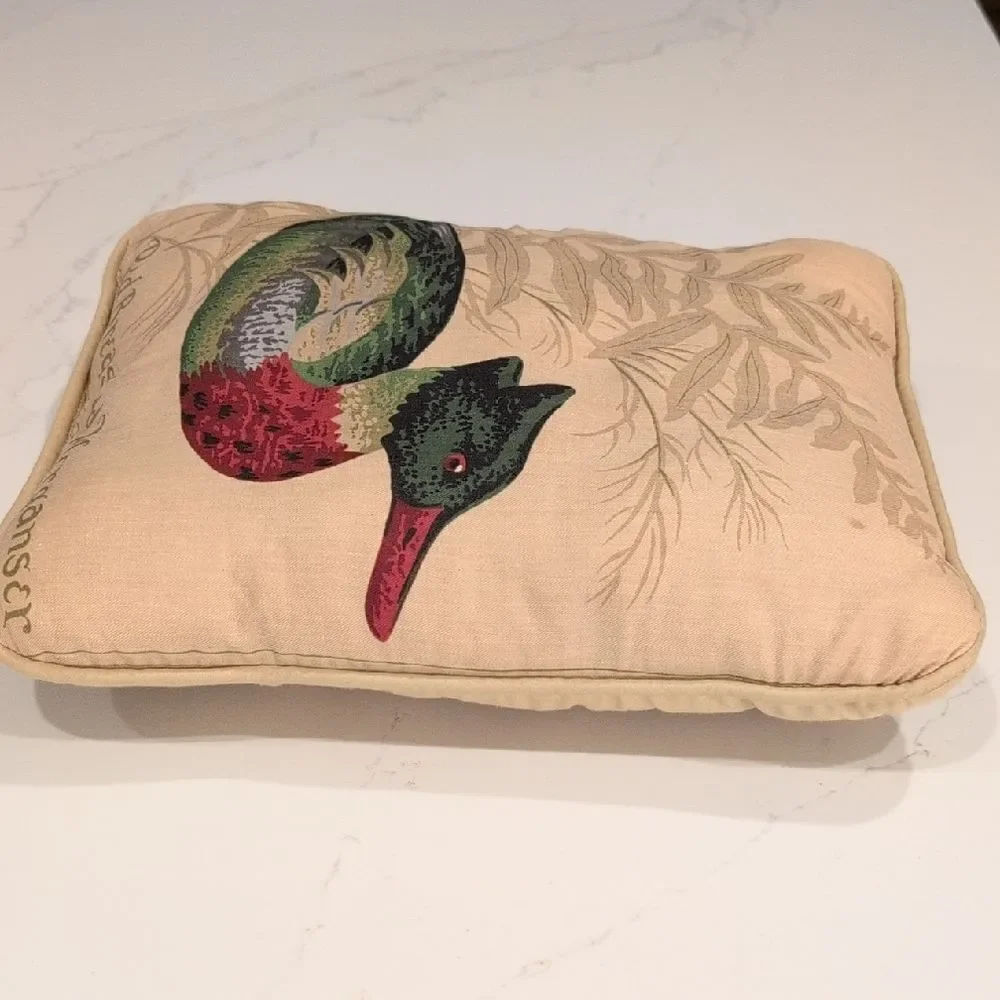 Red Breasted Merganser Decorative Pillow Rustic Cottage Lake Cabin